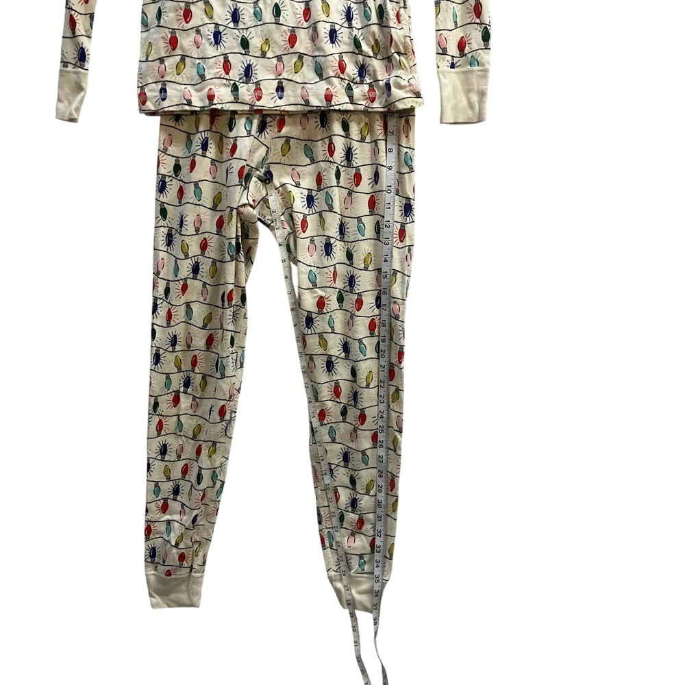 Hanna Andersson Adult Women M Organic Cotton Christmas Light PJ Set Bright Bulbs - Picture 8 of 9
